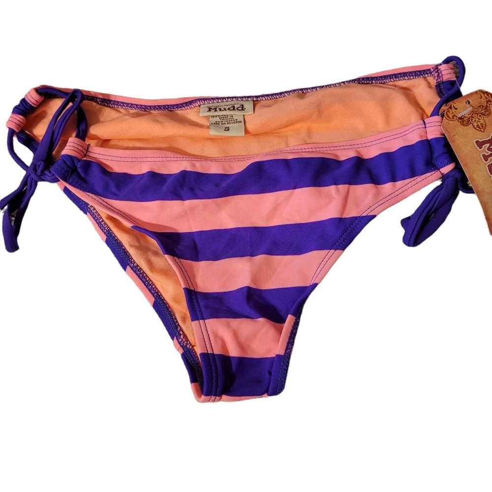 *Sale* NWT Mudd Bikini Bottoms Size Small Keyhole Side Peach and Blue Swimsuit